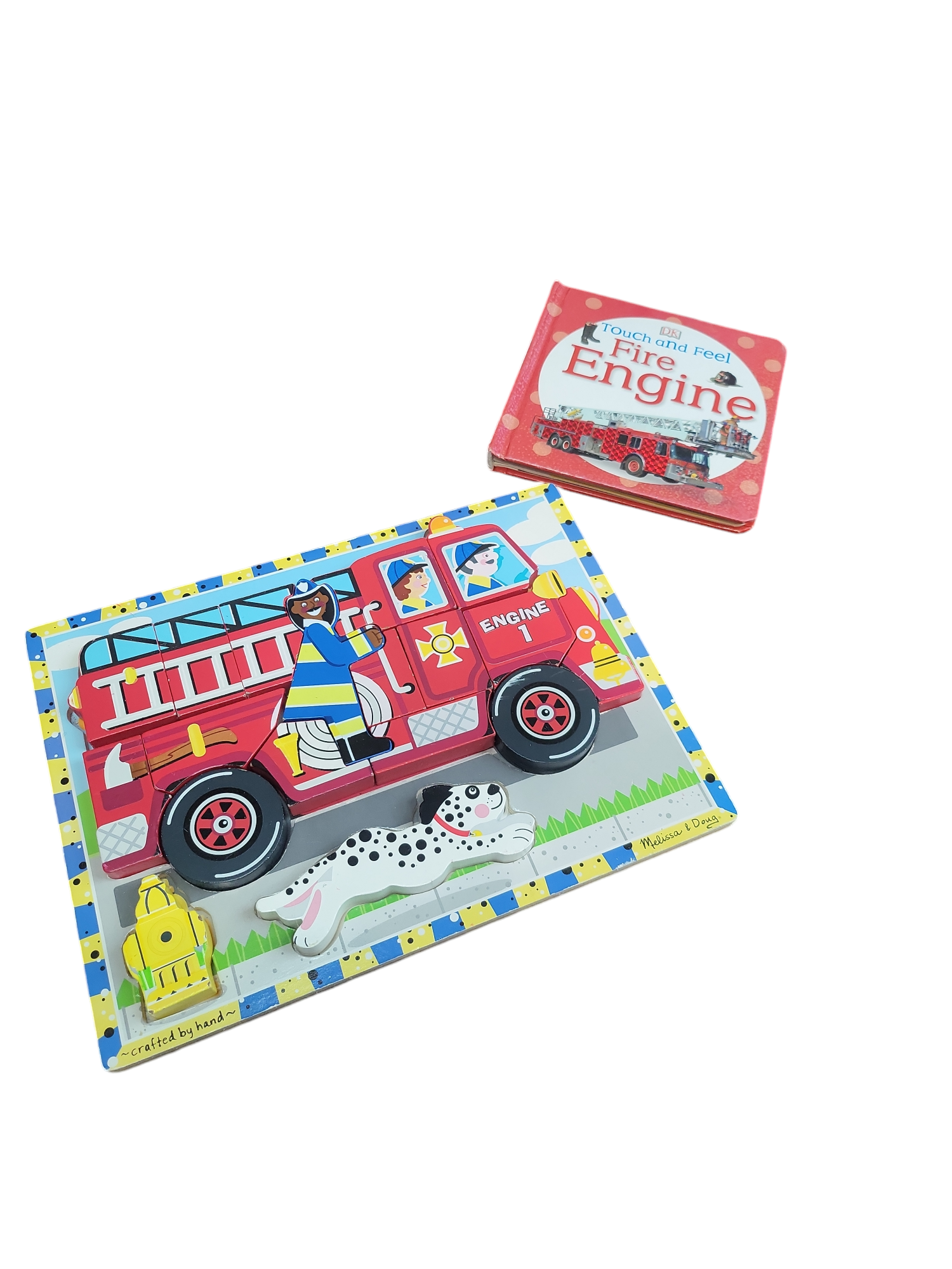 Firetruck Building Bloks Case, Puzzle, & Book Set